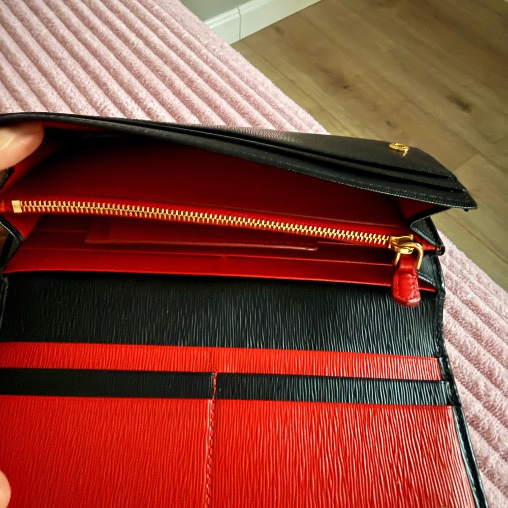 Prada Black Textured Clutch with Gold Accents - Picture 3 of 9